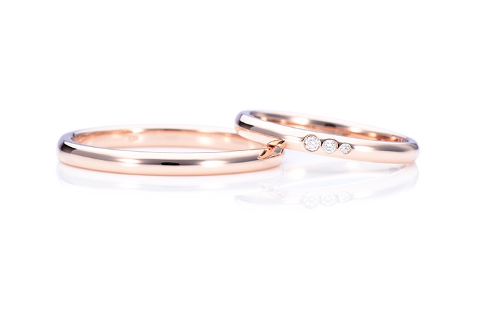 ピンクゴールドの手作り結婚指輪